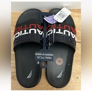 Nautica Mancos Slide Sandals US Mens Size 8 Black, Blue, White& Red